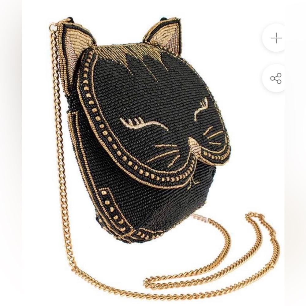 Mary Frances beaded kitty cat Crossbody bag.